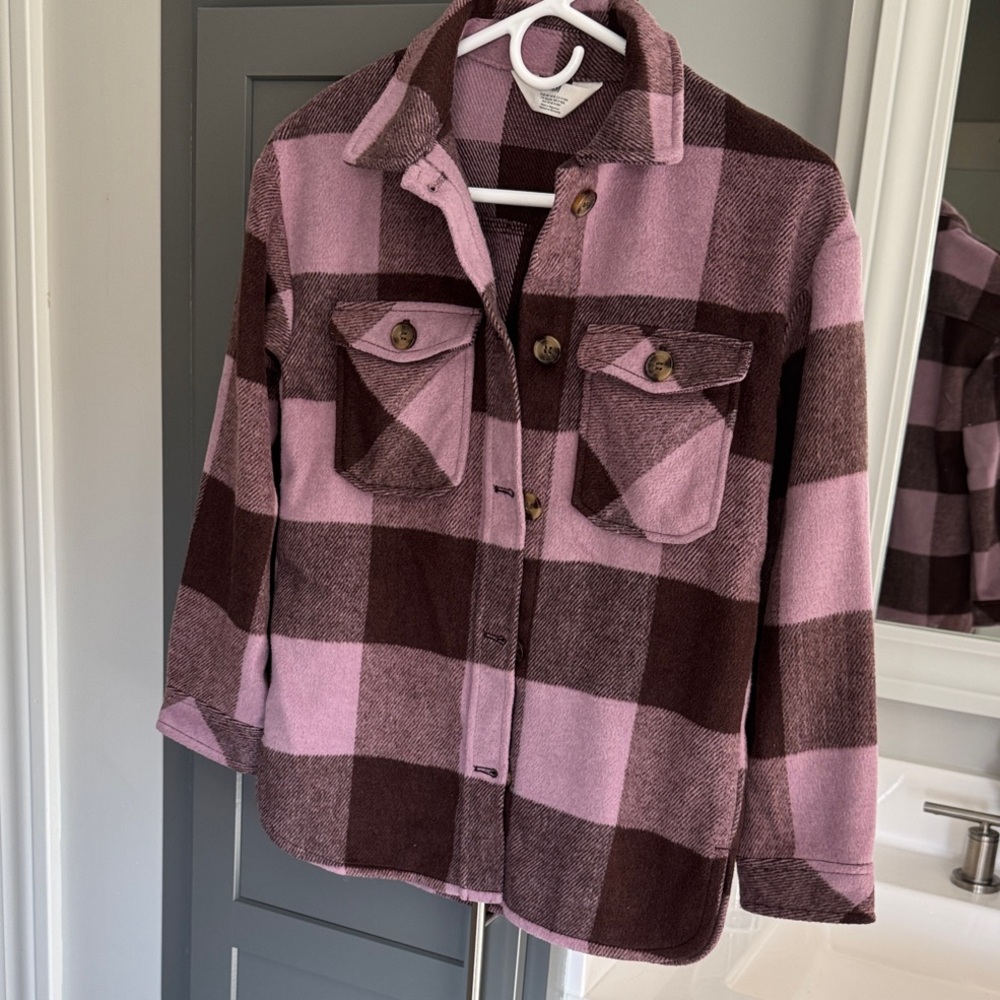 H&M Kids Plaid Jacket in Pink and Brown